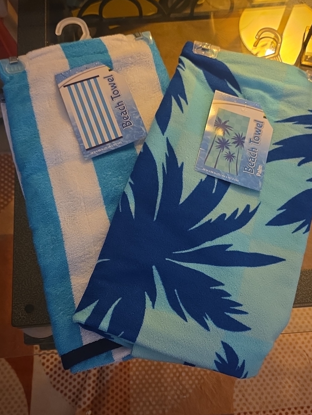 Blue Palm Beach Towels - Set of 2